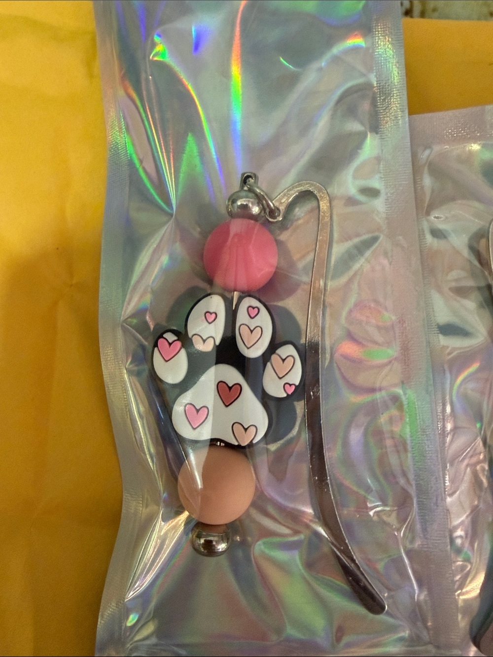 Beaded Paw & Ice Cream Bookmark Set - Pink, Mint, Purple - Picture 2 of 3